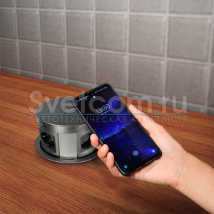 11.800.02.004 Блок розеток выдвиж. вертик. POP UP ElITE 4 роз. EURO, 2USB-A+С, бесп. зар. Черный GLS