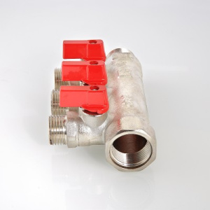 Коллектор с отсекающими кранами 1", 2 х 1/2" НР